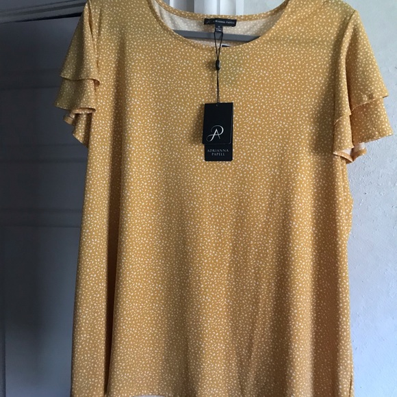 Yellow polka dot short sleeve flutter top - Picture 6 of 8